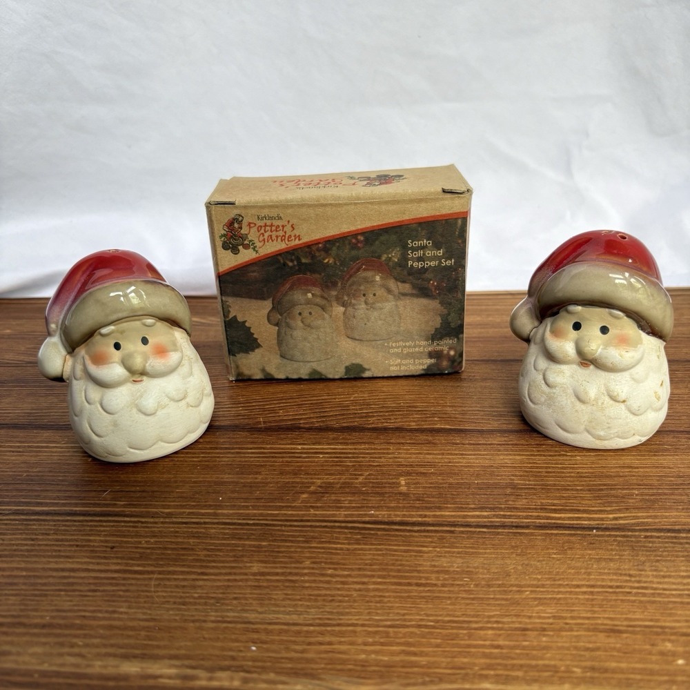 Kirkland's Potter's Garden Santa Salt & Pepper Shakers Set w/ Box Christmas